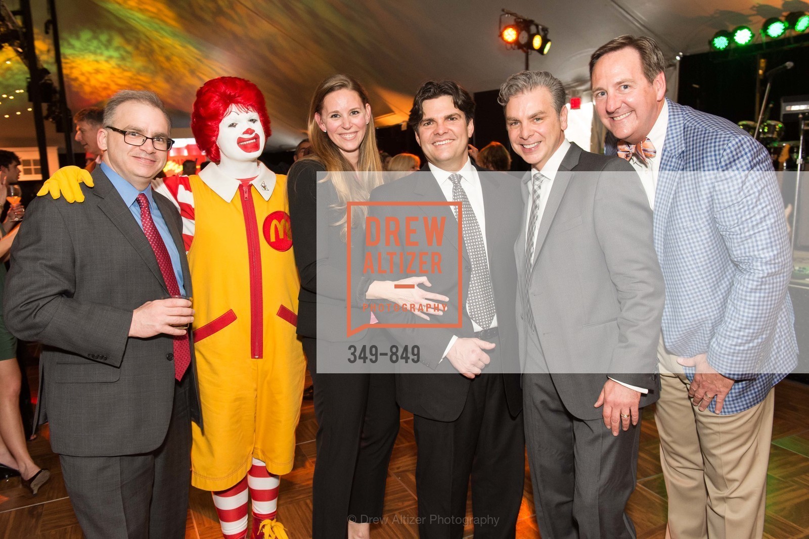 Dan Pisani, Ronald McDonald, Stacey Harris, Tom Harris, Albert Pisani, Jay McCullough, Ronald McDonald House Party, US, March 15th, 2015, Photo #349-849 Dan Pisani, Ronald McDonald, Stacey Harris, Tom Harris, Albert Pisani, Jay McCullough, Photo #349-849