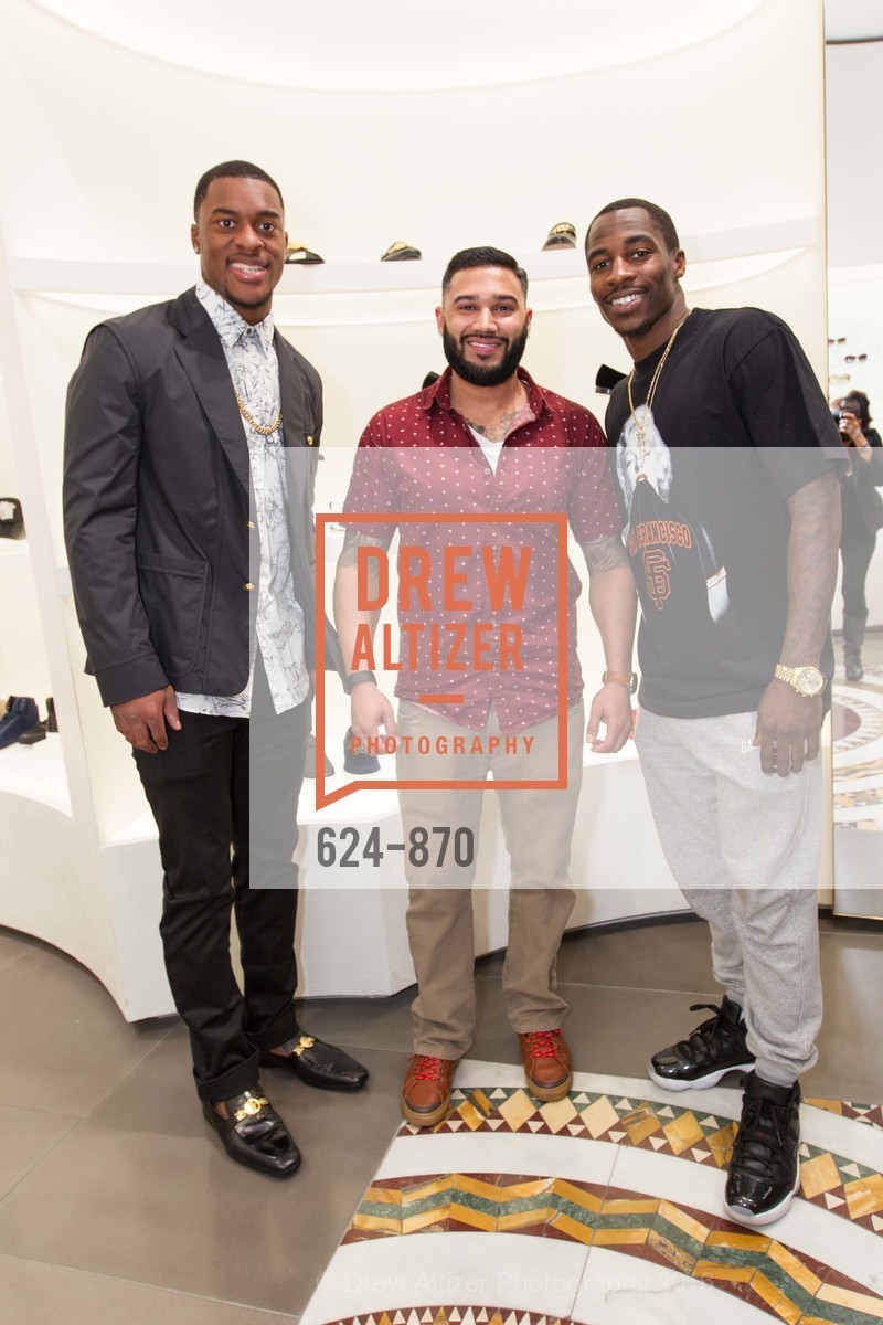 Allan Robinson, Anish Mehta, Bruce Ellington, Versace x Super Bowl Event 2.5, VERSACE, SAN JOSE BOUTIQUE - WESTFIELD VALLEY FAIRE, February 5th, 2016, Photo #624-870 Allan Robinson, Anish Mehta, Bruce Ellington, Photo #624-870