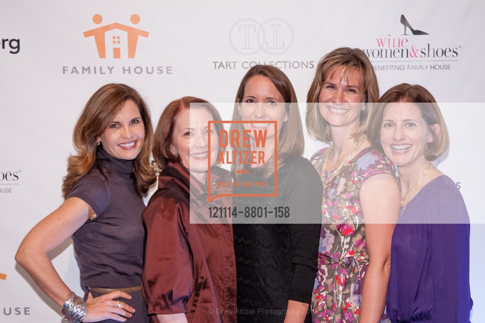 Julie Morris, Anne Finigan, Meighan Mingrone, Sara Finigan, Paula Carney, "Wine, Women & Shoes" Benefiting UCSF'S FAMILY HOUSE, US, November 14th, 2012, Photo #121114-8801-158 Julie Morris, Anne Finigan, Meighan Mingrone, Sara Finigan, Paula Carney, Photo #121114-8801-158