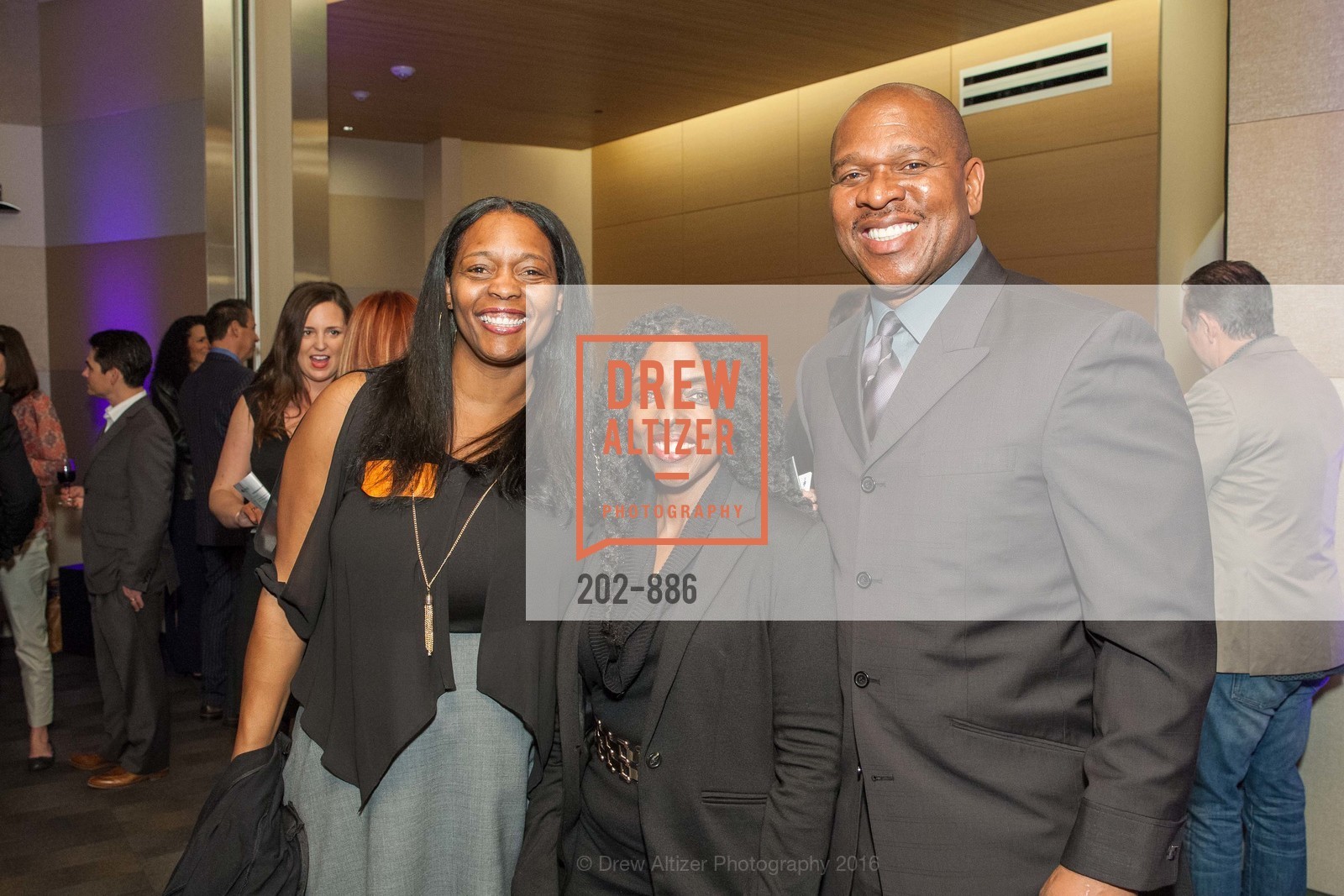 Dawn Osborne, Sandra Merriweather, Michael Merriweather, HollyRod / UCSF Benioff Children's Hospital Cocktail Reception, Oberndorf Auditorium. 1855 4th St, February 5th, 2016, Photo #202-886 Dawn Osborne, Sandra Merriweather, Michael Merriweather, Photo #202-886