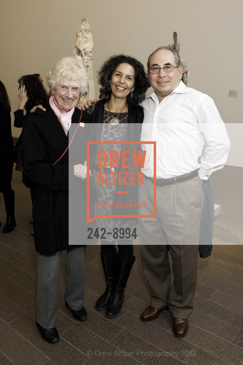 Josie Brownback, Monica Desai-Henderson, Steve Henderson, Stephen De Staebler Exhibition Opening at the DE YOUNG MUSEUM, US, January 26th, 2012, Photo #242-8994 Josie Brownback, Monica Desai-Henderson, Steve Henderson, Photo #242-8994