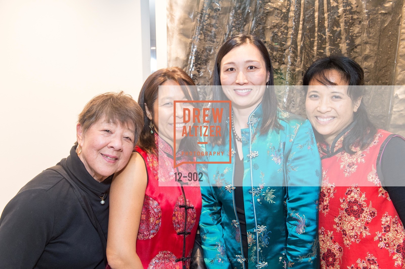 Josie Wright, Jennifer Apy, Maria Ching, Lauren Grbich, Sotheby's Preview of Zheng Chongbin's 'Structures', Sotheby's, Suite 750. One Sansome Street, Suite 750, San Francisco, CA 94104, February 10th, 2016, Photo #12-902 Josie Wright, Jennifer Apy, Maria Ching, Lauren Grbich, Photo #12-902