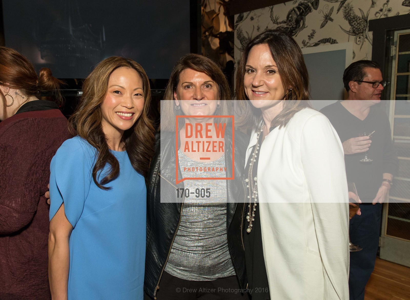 Jina Kang, Pam Godbold, Jen Davis, Ken Fulk Hosts Harrison Event, Ken Fulk's Magic Factory. 310 7TH STREET, March 1st, 2016, Photo #170-905 Jina Kang, Pam Godbold, Jen Davis, Photo #170-905