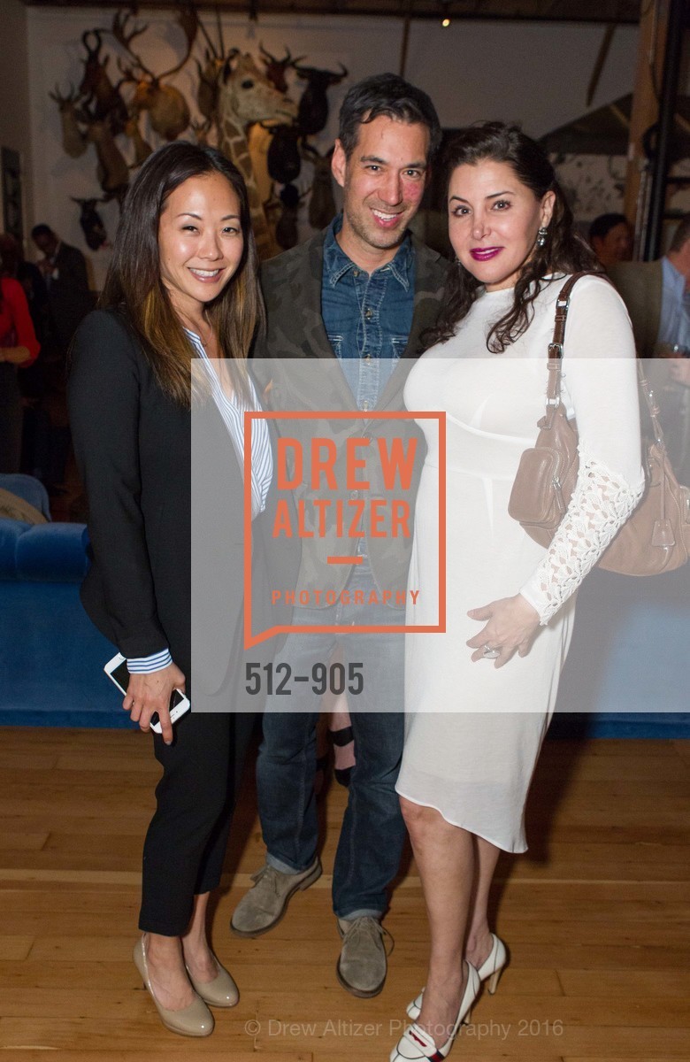 Christine Kim, Chris Lim, Marcella Bartolini, Ken Fulk Hosts Harrison Event, Ken Fulk's Magic Factory. 310 7TH STREET, March 1st, 2016, Photo #512-905 Christine Kim, Chris Lim, Marcella Bartolini, Photo #512-905