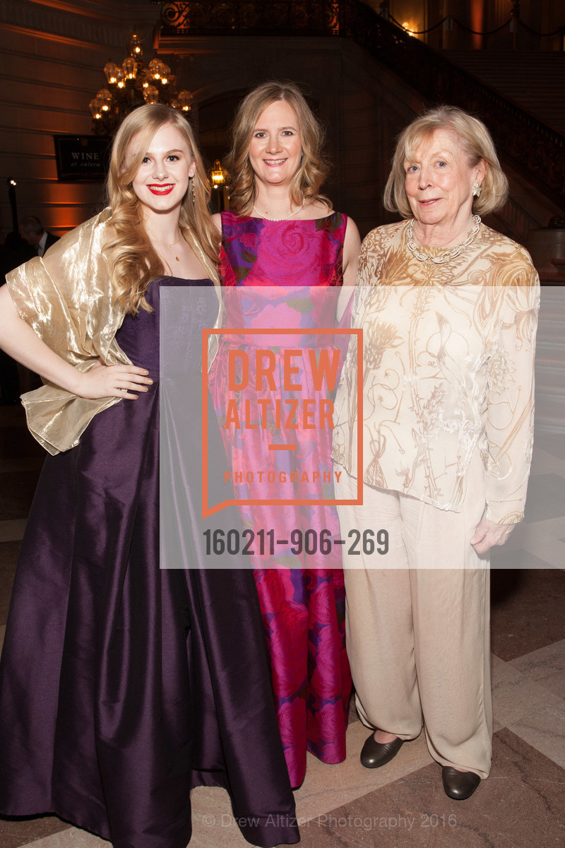 Dorothy Lorenz, Carrie Sykes, Marie Collins, Philharmonia Baroque Orchestra Presents The Nicholas McGegan 30th Anniversary Gala, City Hall. 1 Dr Carlton B Goodlett Pl, February 11th, 2016, Photo #160211-906-269 Dorothy Lorenz, Carrie Sykes, Marie Collins, Photo #160211-906-269