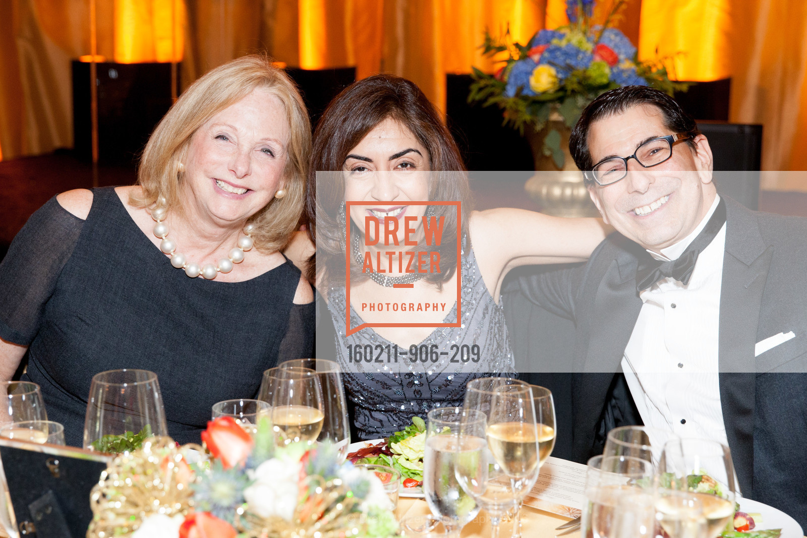 Liz Wells, Sonya Thadhani, Eric Leve, Philharmonia Baroque Orchestra Presents The Nicholas McGegan 30th Anniversary Gala, City Hall. 1 Dr Carlton B Goodlett Pl, February 11th, 2016, Photo #160211-906-209 Liz Wells, Sonya Thadhani, Eric Leve, Photo #160211-906-209