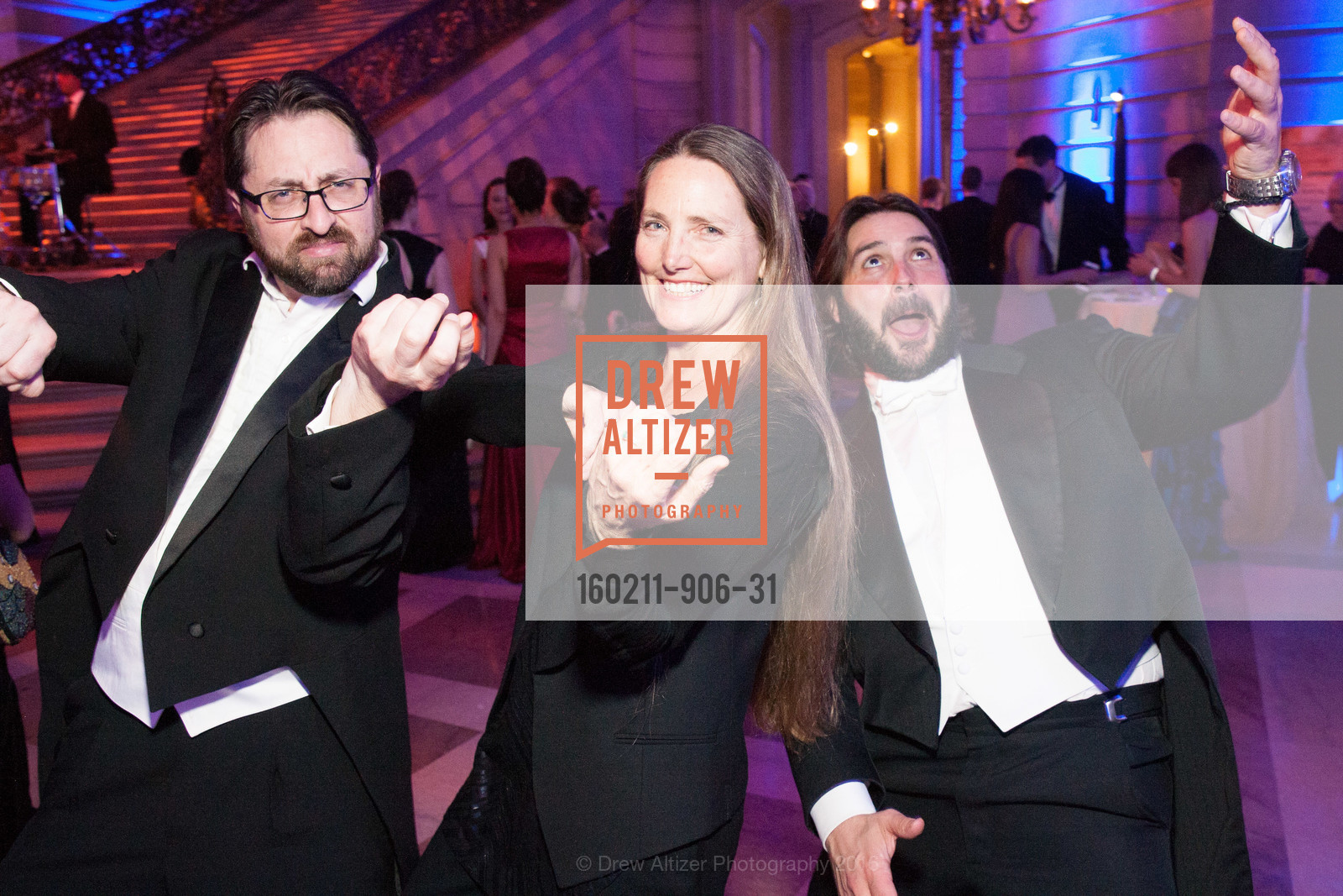 Tyler Lewis, Joanne Einem, Damian Primis, Philharmonia Baroque Orchestra Presents The Nicholas McGegan 30th Anniversary Gala, City Hall. 1 Dr Carlton B Goodlett Pl, February 11th, 2016, Photo #160211-906-31 Tyler Lewis, Joanne Einem, Damian Primis, Photo #160211-906-31