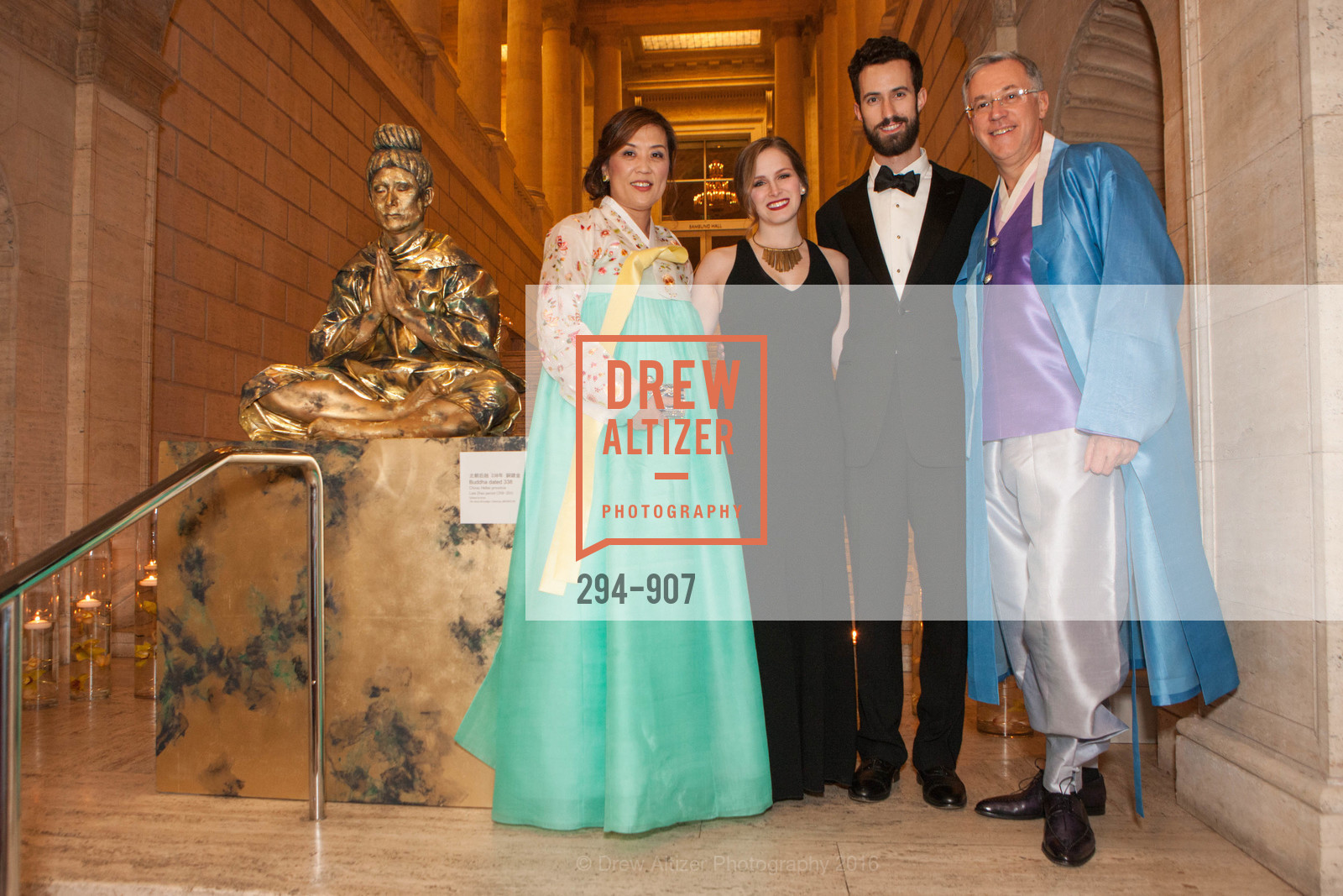 Sung Jin Ingriselli, Kelsey Manker, Frank Ingriselli Jr., Frank Ingriselli, The Asian Art Museum of San Francisco 50th Anniversary Gala, Asian Art Museum. 200 Larkin St, February 11th, 2016, Photo #294-907 Sung Jin Ingriselli, Kelsey Manker, Frank Ingriselli Jr., Frank Ingriselli, Photo #294-907