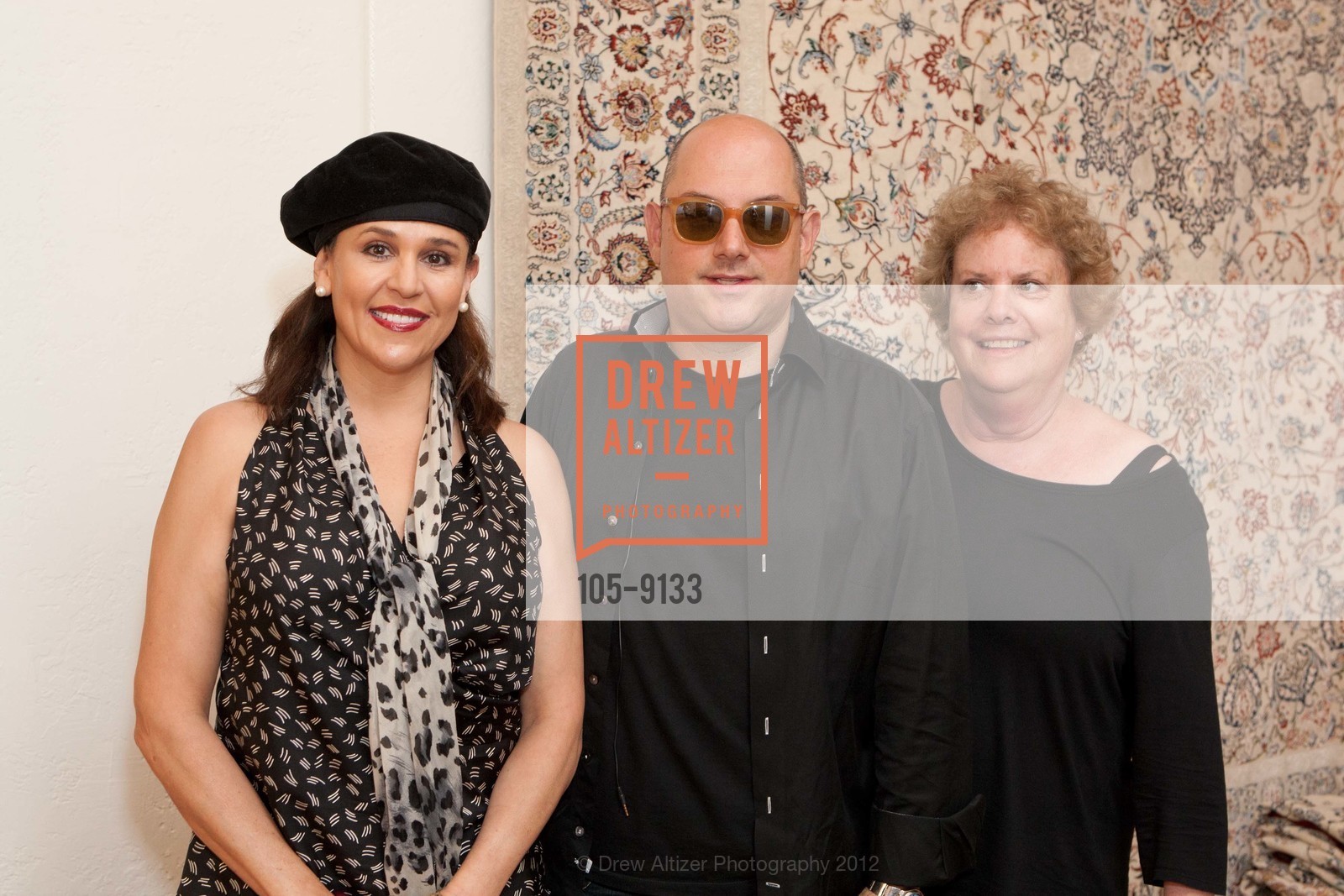 Sylvia Dambrosio, Christopher Kikis, Joy Hurwitz, Hollywood meets Silicon Valley! Palo Alto International Film Festival Innovator's Party, Pejman Carpet. 532 Ramona Street, September 29th, 2012, Photo #105-9133 Sylvia Dambrosio, Christopher Kikis, Joy Hurwitz, Photo #105-9133