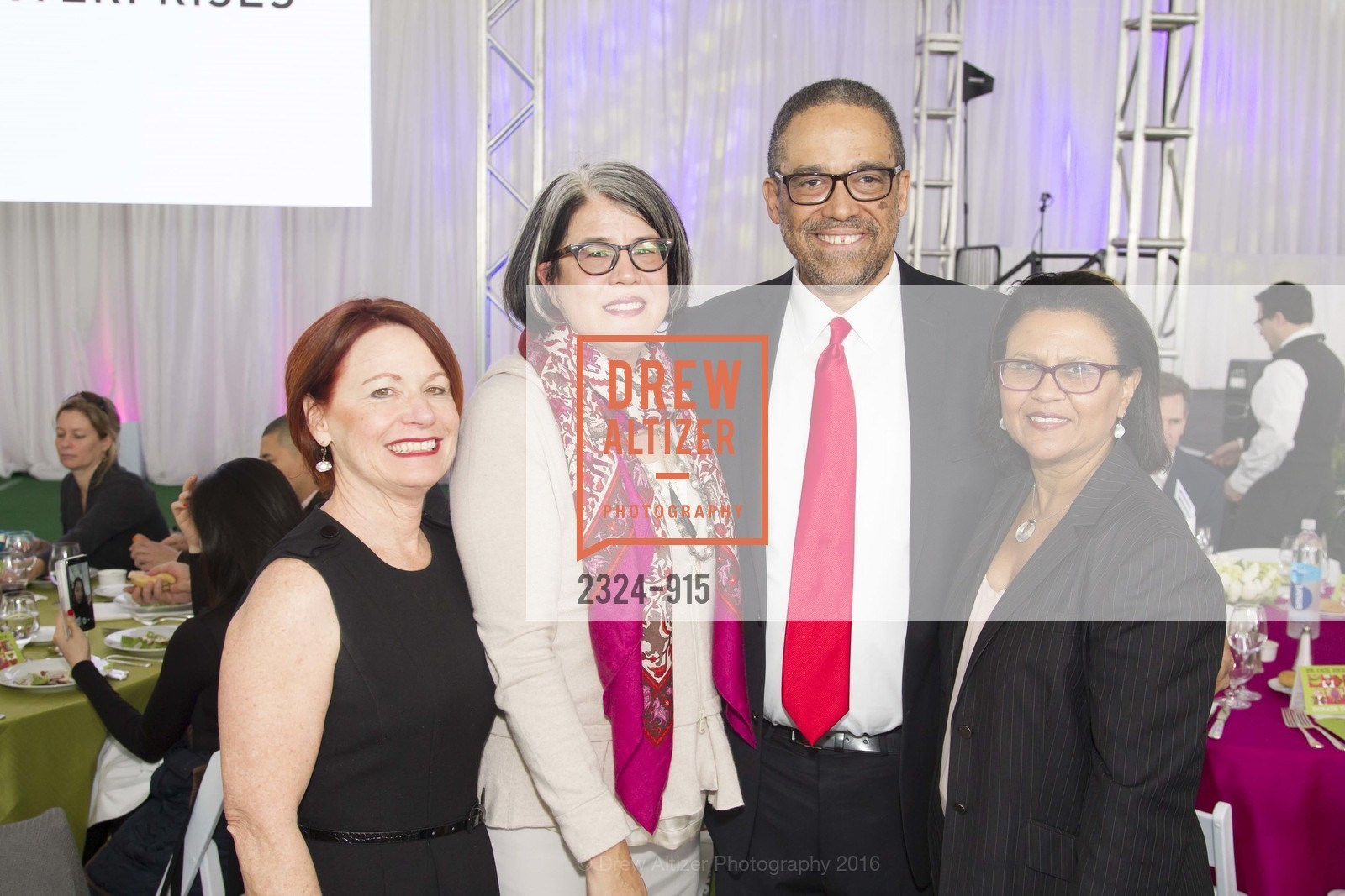 Kathy Guerin, Jennifer Brahm, Andre Campbell, Jillian Ogway, San Francisco General Hospital Foundation's Heroes & Hearts Luncheon, AT&T Park, February 18th, 2016, Photo #2324-915 Kathy Guerin, Jennifer Brahm, Andre Campbell, Jillian Ogway, Photo #2324-915