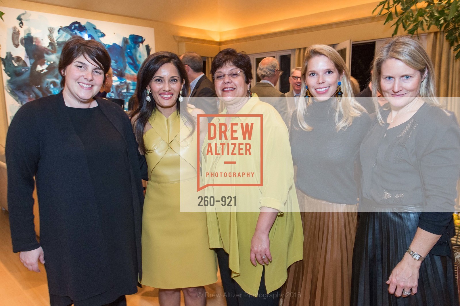 Allison Gass, Komal Shah, Dipti Mathur, Courtney Kremers, Jonna Hunter, An Evening with Mary Weatherford and Gary Garrels, hosted by Sotheby's and Komal Shah, Private Residence, February 23rd, 2016, Photo #260-921 Allison Gass, Komal Shah, Dipti Mathur, Courtney Kremers, Jonna Hunter, Photo #260-921