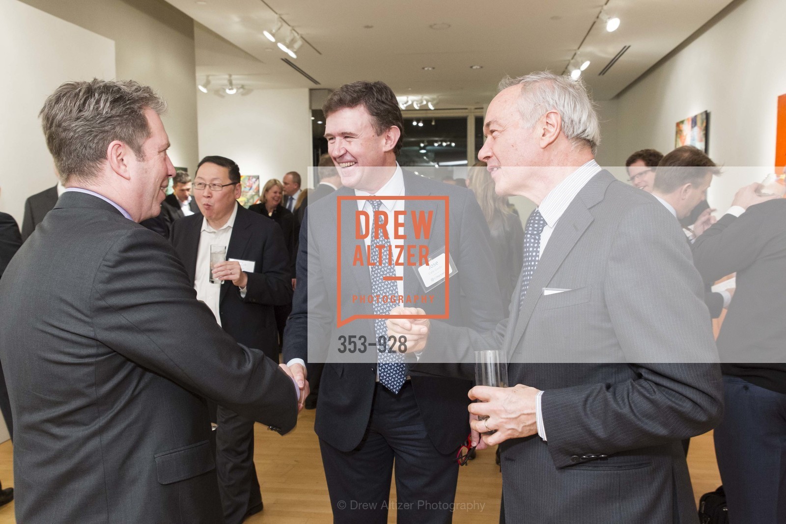 James Reinstein, Jose Calle Gordo, Guido Neels, CT PARTNERS Cocktail Party at CALDWELL SNYDER GALLERY, US, January 13th, 2015, Photo #353-928 James Reinstein, Jose Calle Gordo, Guido Neels, Photo #353-928
