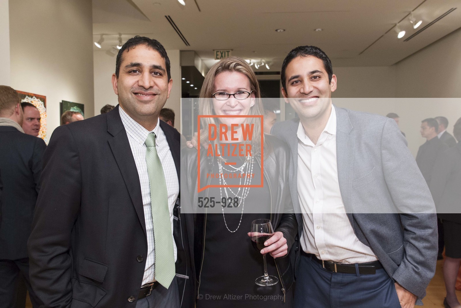 Amar Desai, Sam Carey, Veeral Desai, CT PARTNERS Cocktail Party at CALDWELL SNYDER GALLERY, US, January 13th, 2015, Photo #525-928 Amar Desai, Sam Carey, Veeral Desai, Photo #525-928