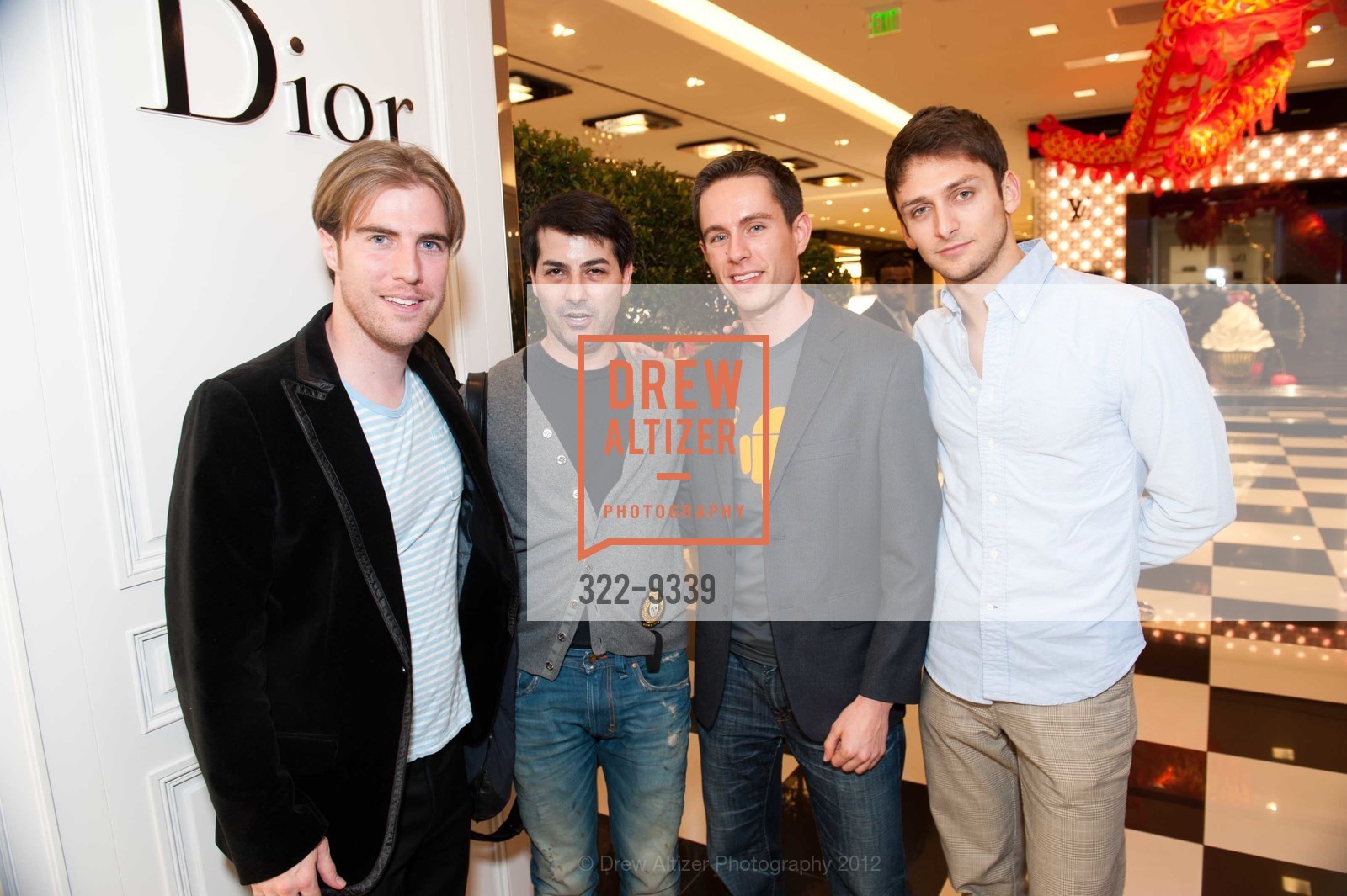 Matthew Kimble, Bacca Silva, Andrew Schran, Daren ?, Dior at Bloomingdale's San Francisco celebrates Chinese New Year, US, February 2nd, 2012, Photo #322-9339 Matthew Kimble, Bacca Silva, Andrew Schran, Daren ?, Photo #322-9339