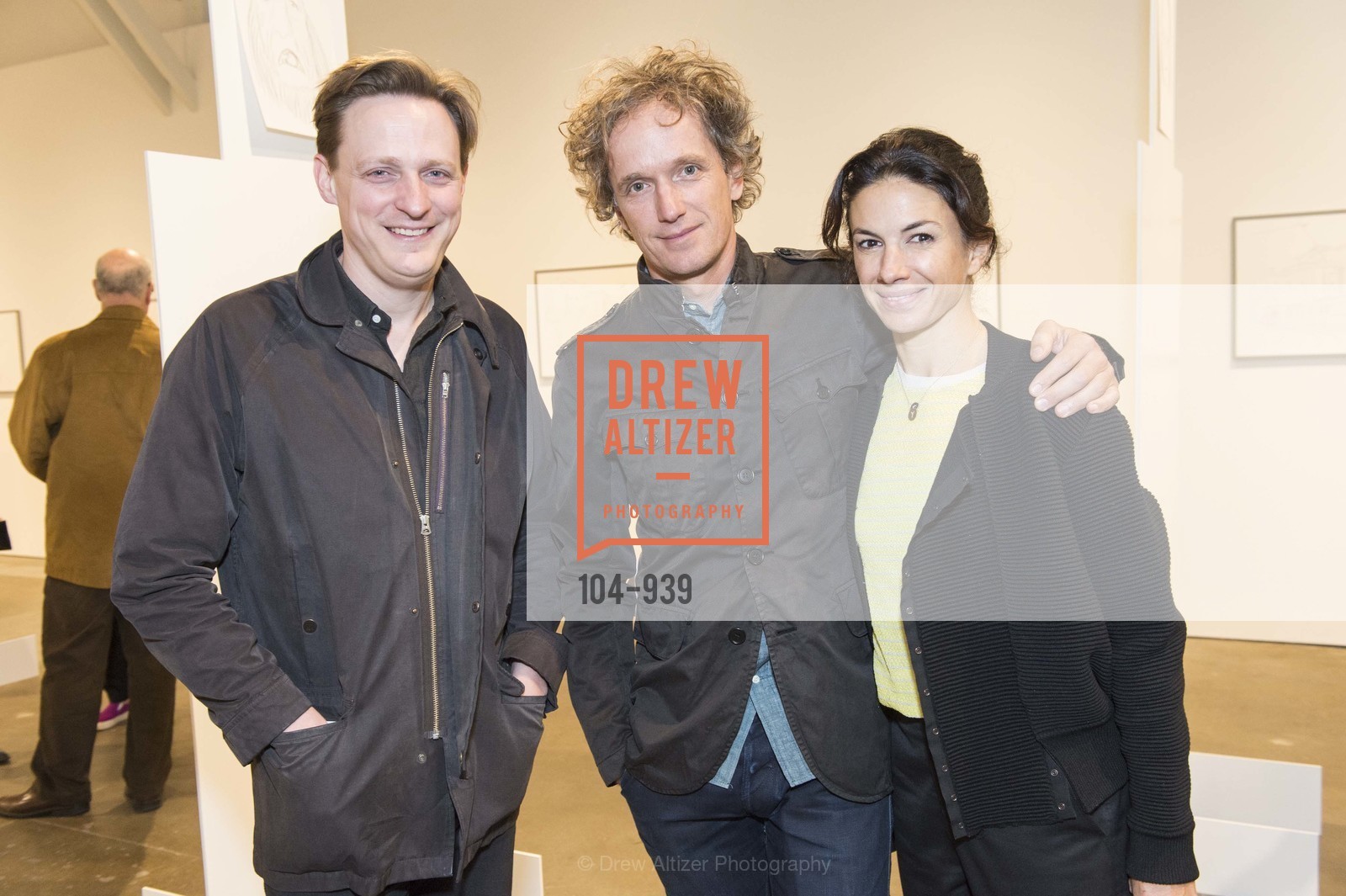 Matt Saunders, Yves Behar, Sabrina Buell, CCA WATTIS Exhibition, US, January 22nd, 2015, Photo #104-939 Matt Saunders, Yves Behar, Sabrina Buell, Photo #104-939