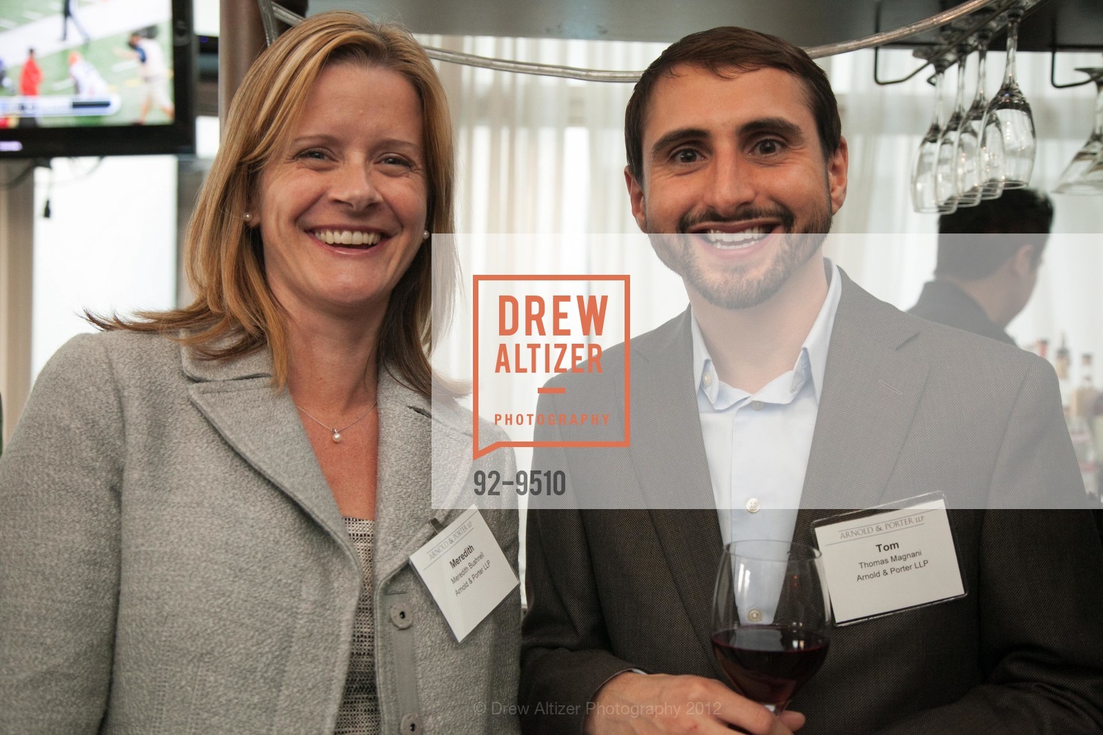 Meredith Bushnell, Tom Magnani, Arnold & Porter LLP Alumni Party, Sens Restaurant. 4 Embarcadero Center, September 27th, 2012, Photo #92-9510 Meredith Bushnell, Tom Magnani, Photo #92-9510
