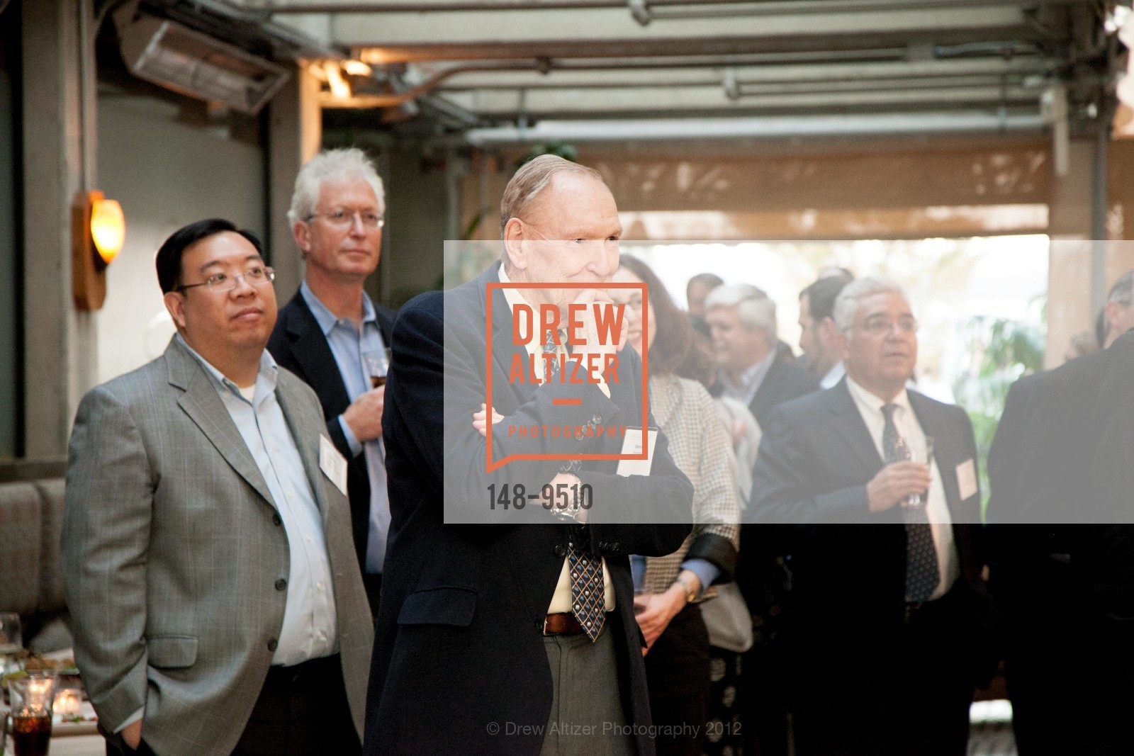 Denny Rice, Ed Deibert, Christopher Kao, Ellyn Lazarus, Arnold & Porter LLP Alumni Party, Sens Restaurant. 4 Embarcadero Center, September 27th, 2012, Photo #148-9510 Denny Rice, Ed Deibert, Christopher Kao, Ellyn Lazarus, Photo #148-9510
