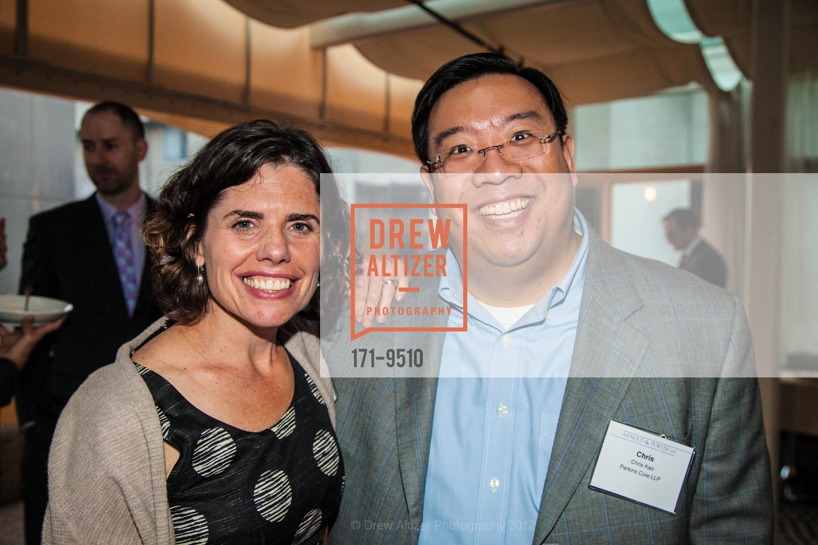 Amy Bomse, Christopher Kao, Arnold & Porter LLP Alumni Party, Sens Restaurant. 4 Embarcadero Center, September 27th, 2012, Photo #171-9510 Amy Bomse, Christopher Kao, Photo #171-9510