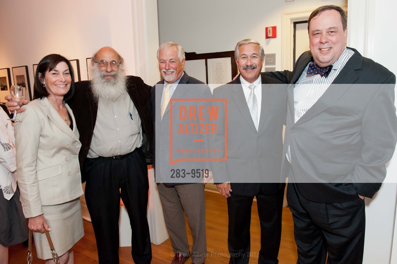 Malcolm Margolin, Mark Buell, Al Camarillo, Tom Owens, CALIFORNIA HISTORICAL SOCIETY Reception Honoring Congresswoman Nancy Pelosi, US, August 7th, 2012, Photo #283-9519 Malcolm Margolin, Mark Buell, Al Camarillo, Tom Owens, Photo #283-9519