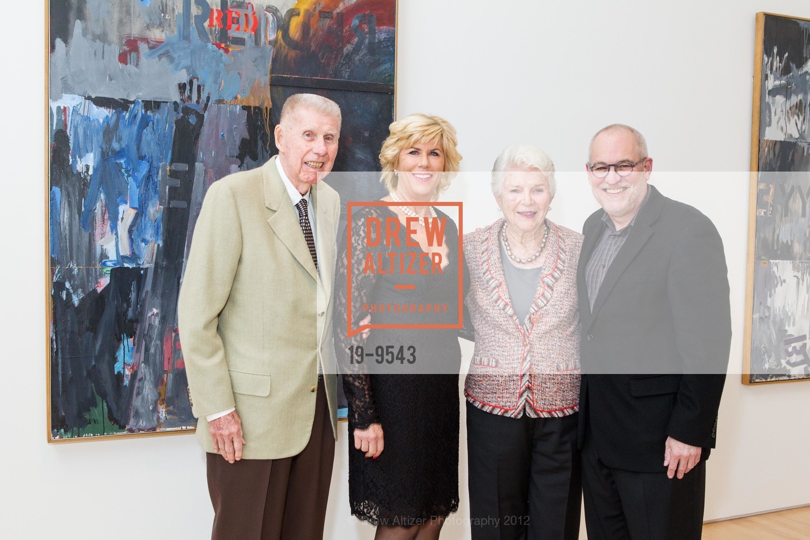 Putter Tence, Hunk Anderson, Moo Anderson, Gary Garrels, Jasper Johns and Jay DeFeo Opening Reception at SFMOMA, US, October 30th, 2012, Photo #19-9543 Putter Tence, Hunk Anderson, Moo Anderson, Gary Garrels, Photo #19-9543