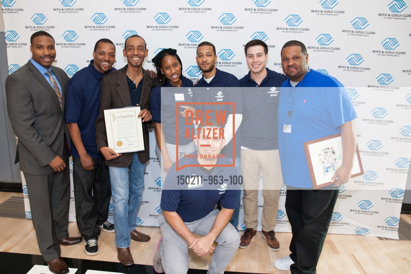 Derek Brown, Maquez Shaw, Spencer Tolliver, Chase Johns, Joaquin Delgado, Rodrigo Marcia, Nate Ford, BOYS & GIRLS CLUB OF SAN FRANCISCO Don Fisher Clubhouse Grand Opening, US, February 12th, 2015, Photo #150211-963-100 Derek Brown, Maquez Shaw, Spencer Tolliver, Chase Johns, Joaquin Delgado, Rodrigo Marcia, Nate Ford, Photo #150211-963-100
