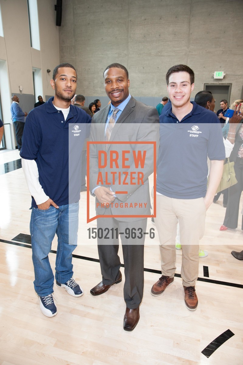 Chase Johns, Derek Brown, Rodrigo Marcia, BOYS & GIRLS CLUB OF SAN FRANCISCO Don Fisher Clubhouse Grand Opening, US, February 12th, 2015, Photo #150211-963-6 Chase Johns, Derek Brown, Rodrigo Marcia, Photo #150211-963-6