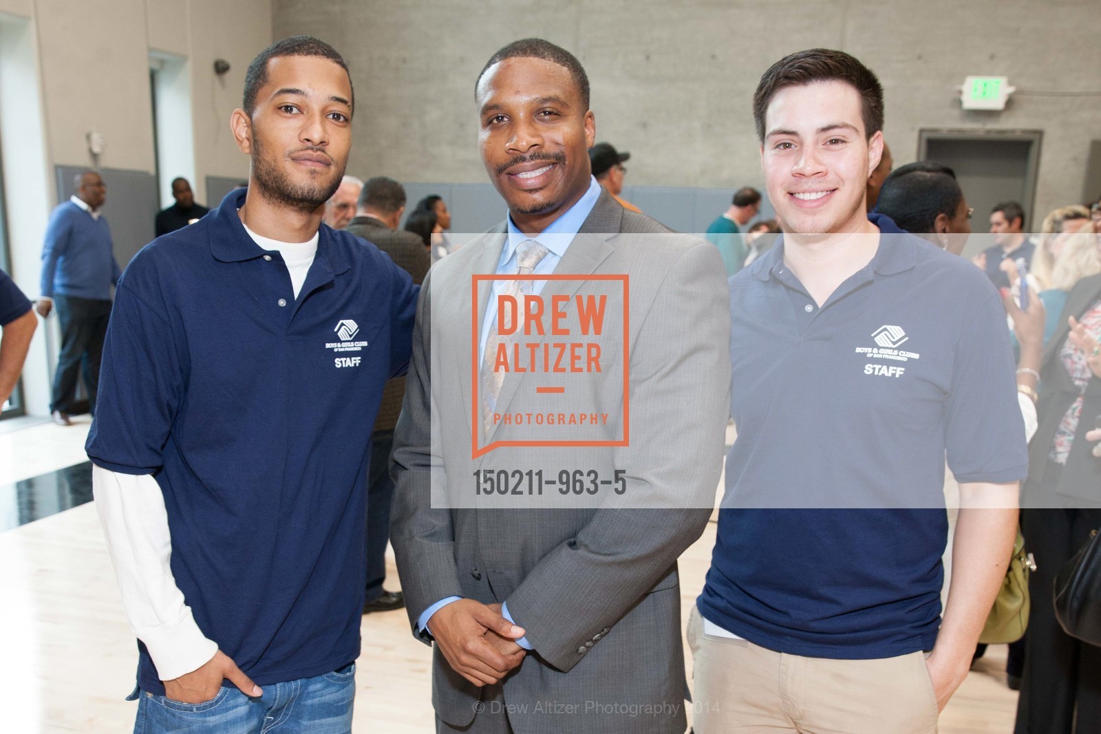 Chase Johns, Derek Brown, Rodrigo Marcia, BOYS & GIRLS CLUB OF SAN FRANCISCO Don Fisher Clubhouse Grand Opening, US, February 12th, 2015, Photo #150211-963-5 Chase Johns, Derek Brown, Rodrigo Marcia, Photo #150211-963-5