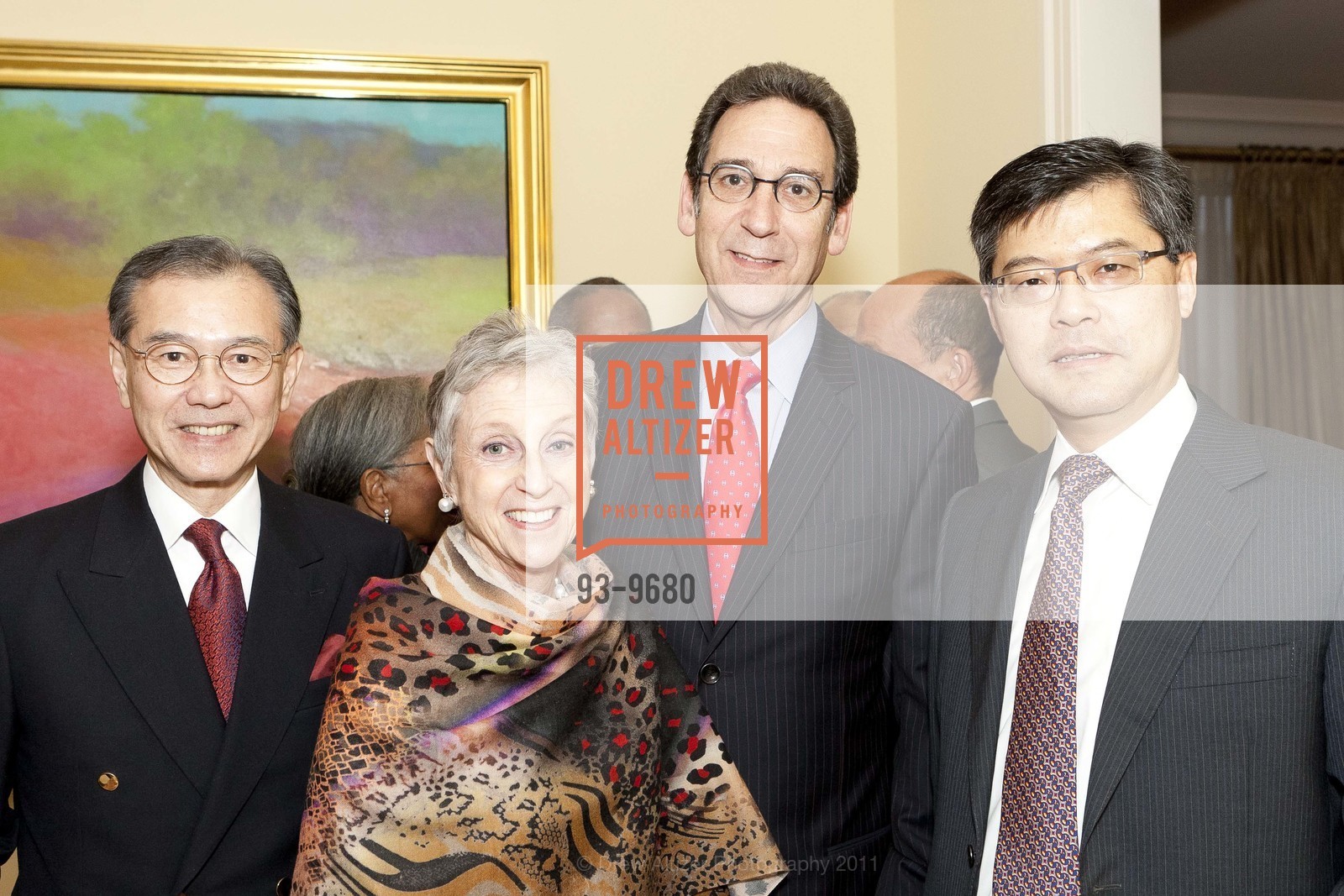 Tim Foo, Nancy Livingston, Fred Levin, Jay Xu, Reception Honoring Nick Serota, Director of the TATE MUSEUM, Multiple, November 17th, 2019, Photo #93-9680 Tim Foo, Nancy Livingston, Fred Levin, Jay Xu, Photo #93-9680