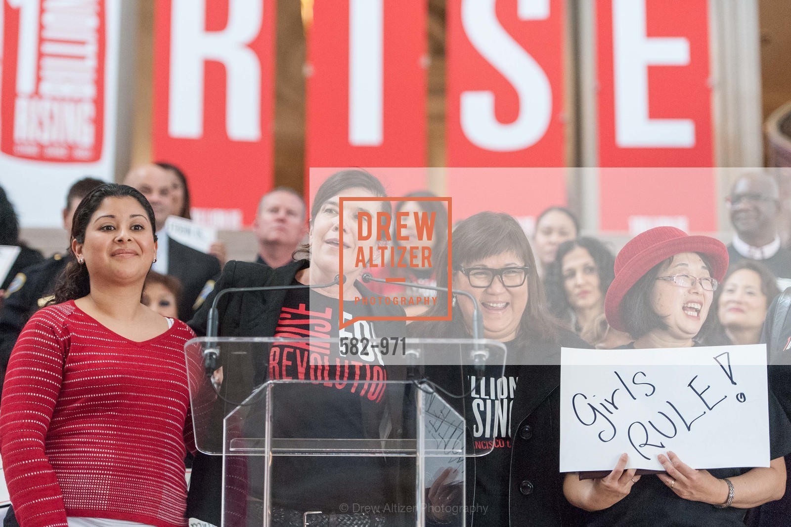 Diana Oliva-Aroche, Susan Swan, Marily Mondejar, Emily Murase, One Billion Rising San Francisco, US, February 13th, 2015, Photo #582-971 Diana Oliva-Aroche, Susan Swan, Marily Mondejar, Emily Murase, Photo #582-971