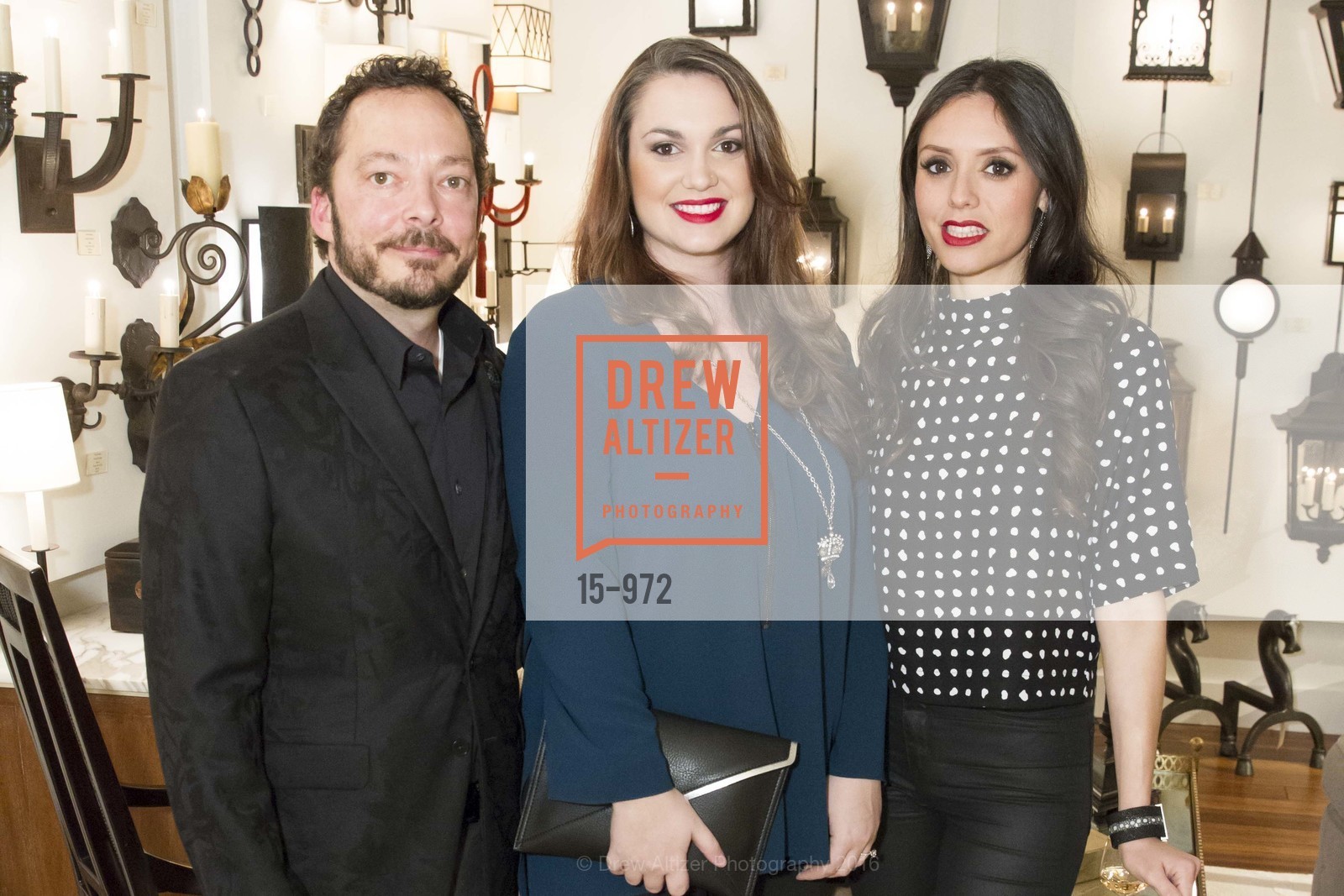 Peter West, Amber Buscher, Aida Marquez, Designer Cocktail Party at Hewn, Hewn Showroom. 101 Henry Adams St., Ste. 480, February 23rd, 2016, Photo #15-972 Peter West, Amber Buscher, Aida Marquez, Photo #15-972