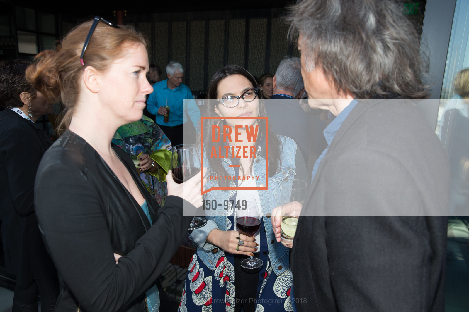 Caroline, Merrill Sterritt, Charlie Winton, SFFILM Festival 2018 Donor Party, Charmaine's. 45 McAllister Street, April 8th, 2018, Photo #150-9749 Caroline, Merrill Sterritt, Charlie Winton, Photo #150-9749