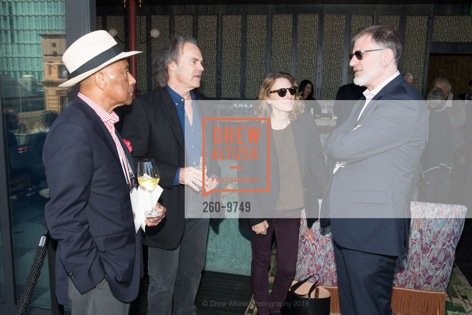 Lindbergh Porter, Charlie Winton, Barbara Winton, Noah Cowan, SFFILM Festival 2018 Donor Party, Charmaine's. 45 McAllister Street, April 8th, 2018, Photo #260-9749 Lindbergh Porter, Charlie Winton, Barbara Winton, Noah Cowan, Photo #260-9749