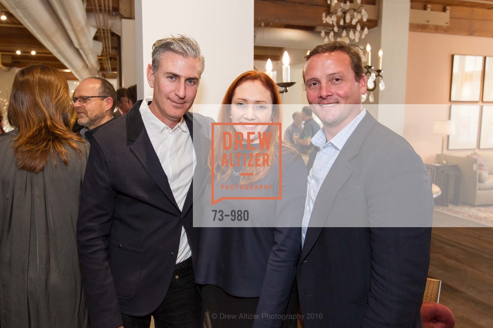 Doug Levine, Meredith Xavier, Eugene Freeland, SFC&G Cocktails at De Sousa Hughes, De Sousa Hughes Showroom. 2 Henry Adams Street, Ste. #220, February 25th, 2016, Photo #73-980 Doug Levine, Meredith Xavier, Eugene Freeland, Photo #73-980