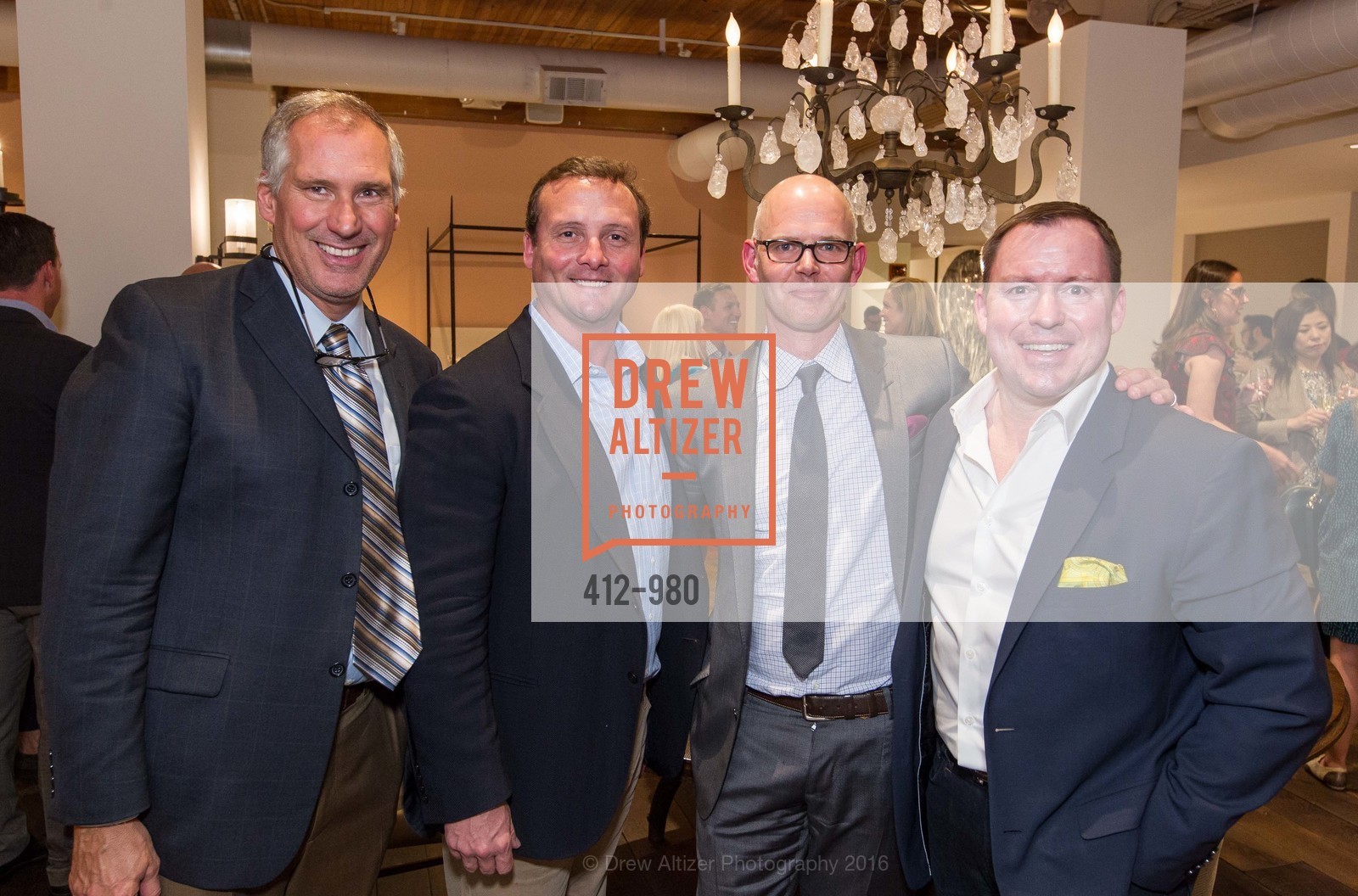 Lee Manacella, Eugene Freeland, Eric Hughes, Scott Lang, SFC&G Cocktails at De Sousa Hughes, De Sousa Hughes Showroom. 2 Henry Adams Street, Ste. #220, February 25th, 2016, Photo #412-980 Lee Manacella, Eugene Freeland, Eric Hughes, Scott Lang, Photo #412-980