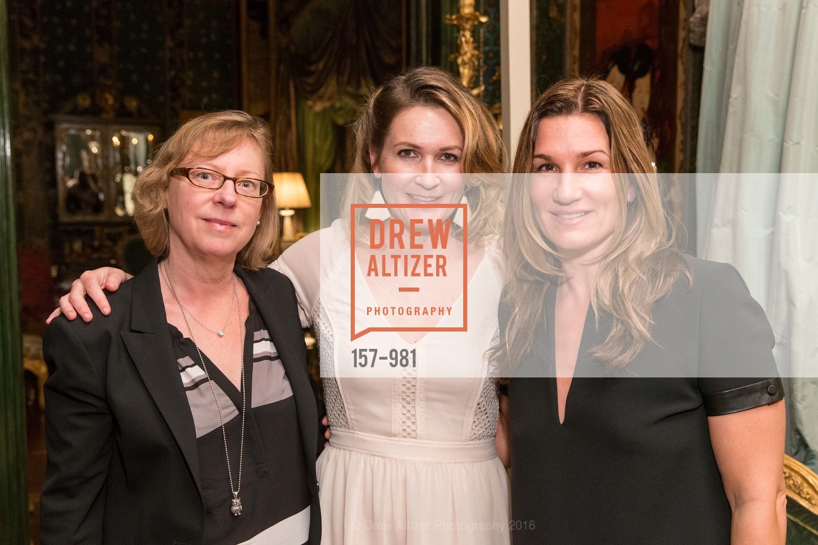 Linda Benson, Katie Rice Jones, Kat Hantas, 2nd Annual Fundraiser for the Playgroup, Private Residence, February 25th, 2016, Photo #157-981 Linda Benson, Katie Rice Jones, Kat Hantas, Photo #157-981