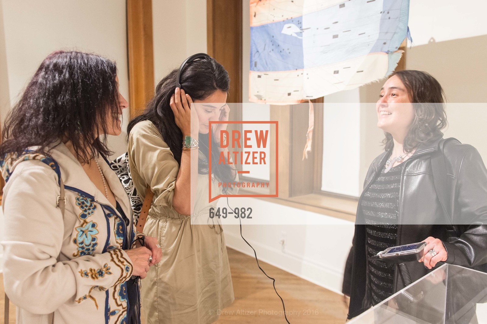Annamarta Dostourian, Aide Rodriguez, Veronica Rojas, San Jose Museum of Art Spring Opening Reception, San Jose Museum of Art. 110 S Market St, February 25th, 2016, Photo #649-982 Annamarta Dostourian, Aide Rodriguez, Veronica Rojas, Photo #649-982