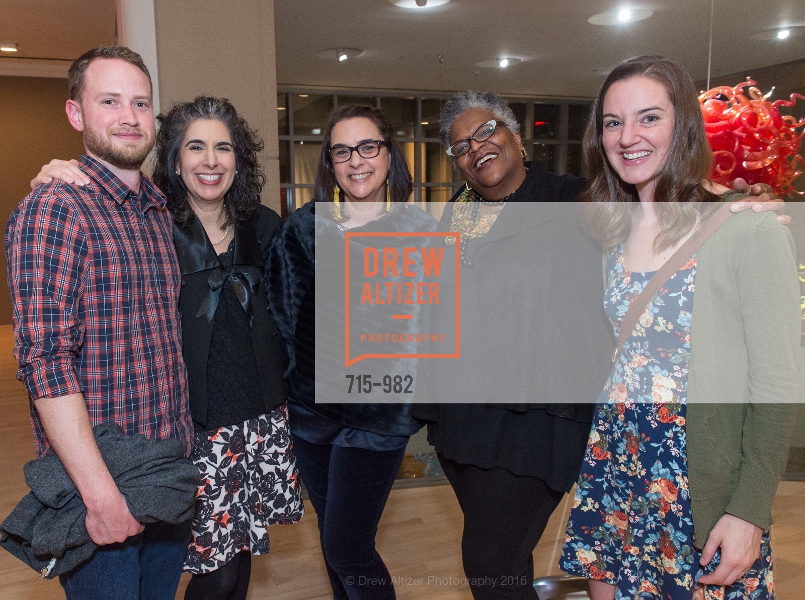Ben Fowler, Paula Cekola, Pamela Cekola, Eleanor Moses, Emily Buysse, San Jose Museum of Art Spring Opening Reception, San Jose Museum of Art. 110 S Market St, February 25th, 2016, Photo #715-982 Ben Fowler, Paula Cekola, Pamela Cekola, Eleanor Moses, Emily Buysse, Photo #715-982