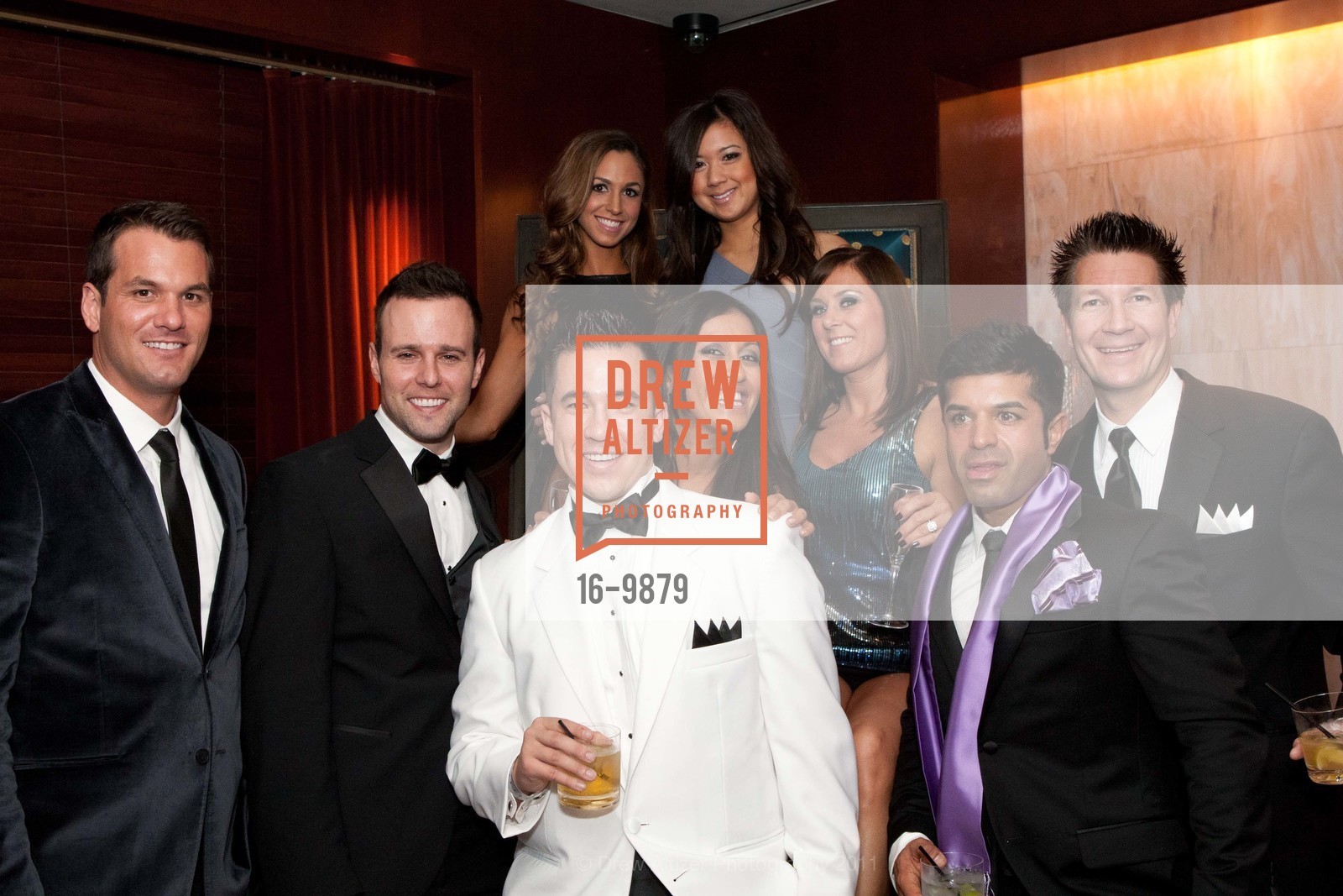 FRONT Gary Rath, Ryan O'Connor, Ben Troy, Randy Muster, BACK Solmaz, Nicole Jacob, Kim Ngo, Tricia Tholen, New Year's Eve at the Clift, US, December 31st, 2011, Photo #16-9879 FRONT Gary Rath, Ryan O'Connor, Ben Troy, Randy Muster, BACK Solmaz, Nicole Jacob, Kim Ngo, Tricia Tholen, Photo #16-9879