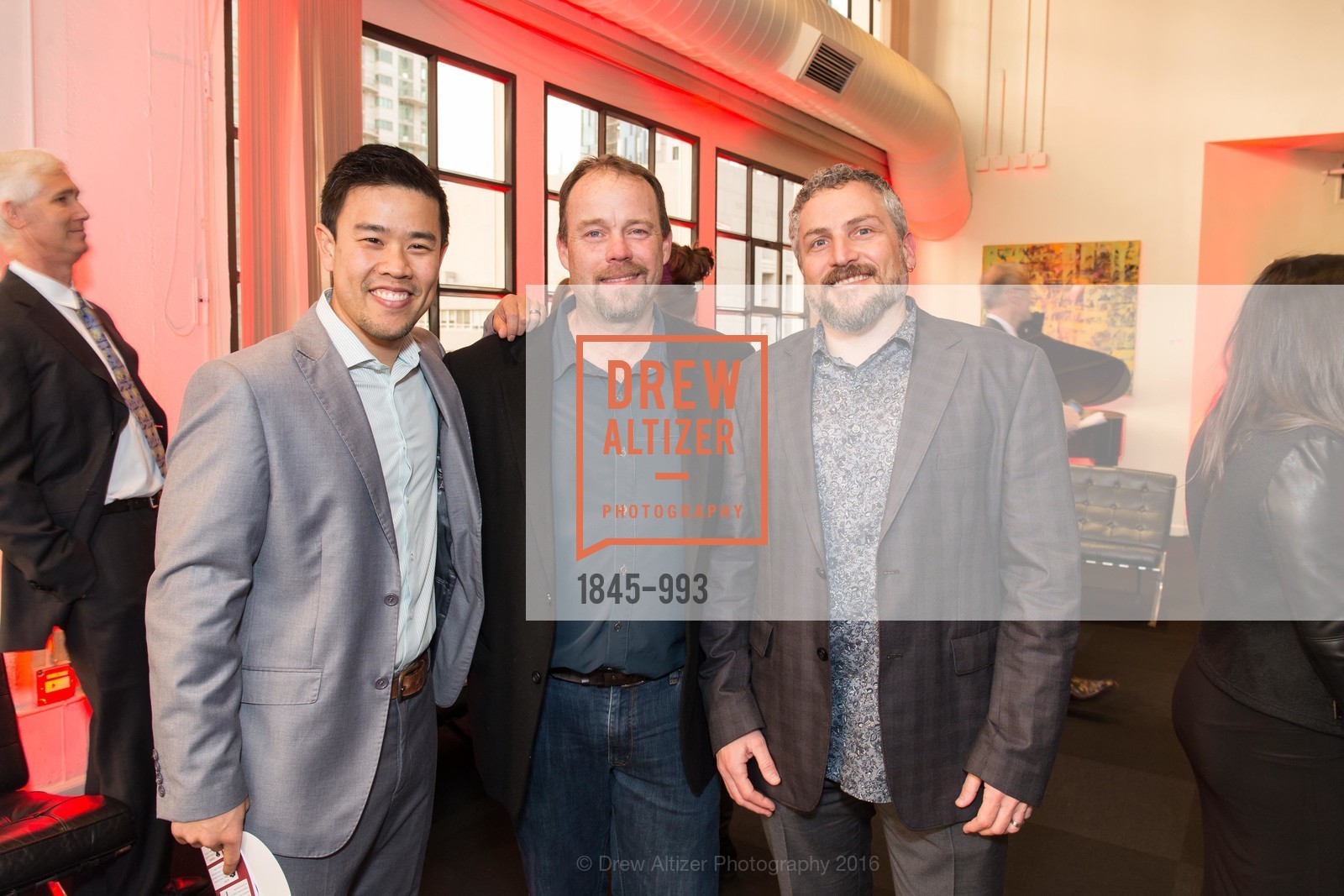 Curtis Chow, Brendan Heather, Mark Schneider, American Heart Association's 2016 Celebrating With Heart, Terra Gallery. 511 Harrison St, March 3rd, 2016, Photo #1845-993 Curtis Chow, Brendan Heather, Mark Schneider, Photo #1845-993