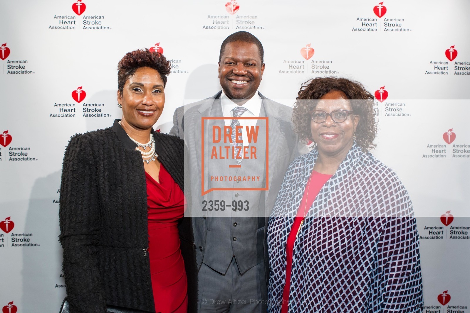 Dana Fields-Johnson, Vincent Johnson, Sheila Antrum, American Heart Association's 2016 Celebrating With Heart, Terra Gallery. 511 Harrison St, March 3rd, 2016, Photo #2359-993 Dana Fields-Johnson, Vincent Johnson, Sheila Antrum, Photo #2359-993