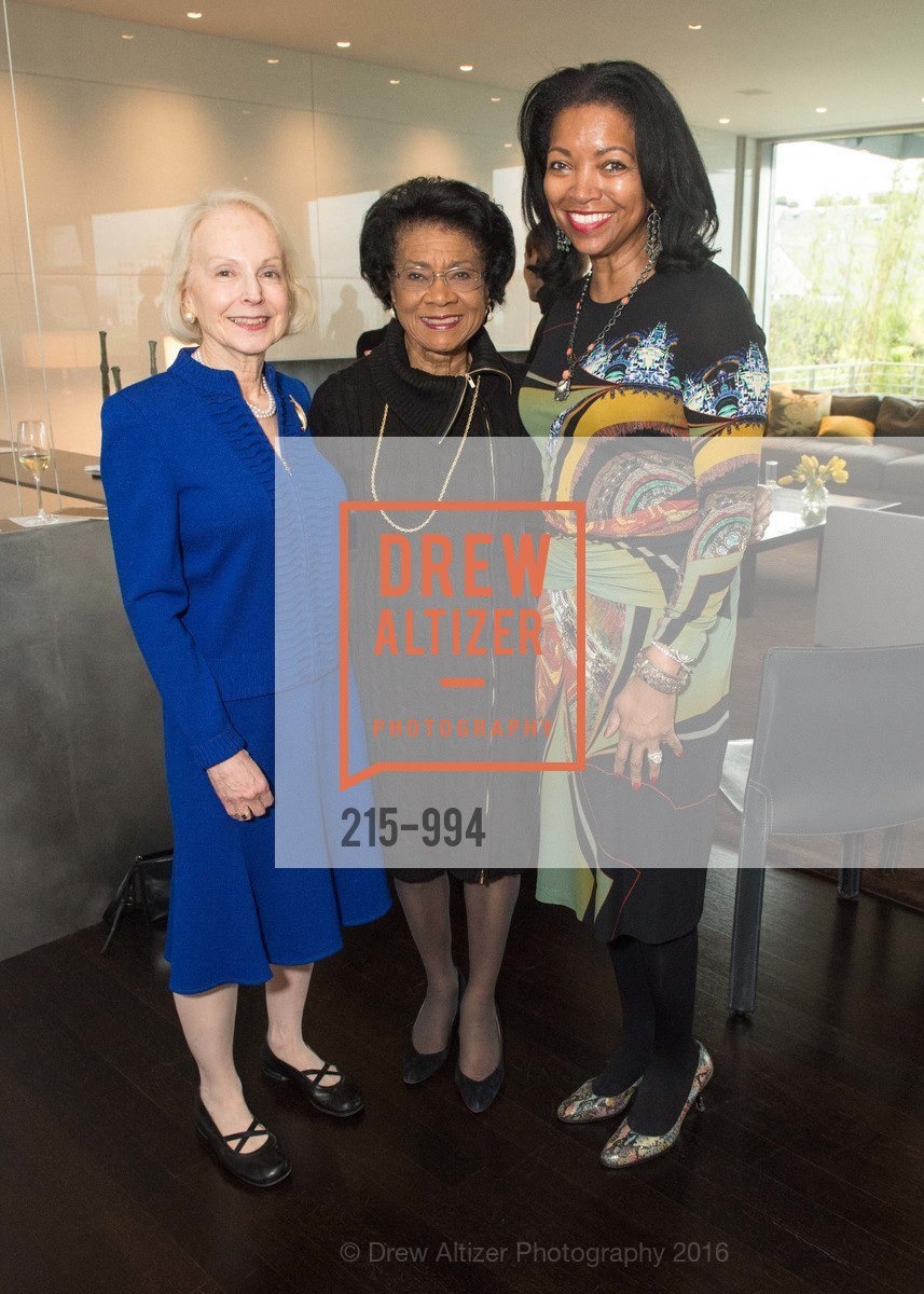 Sharon Litsky, Belva Davis, Denise Bradley-Tyson, Compassion & Choices Afternoon Tea, Private. 2606 Jackson St, March 3rd, 2016, Photo #215-994 Sharon Litsky, Belva Davis, Denise Bradley-Tyson, Photo #215-994