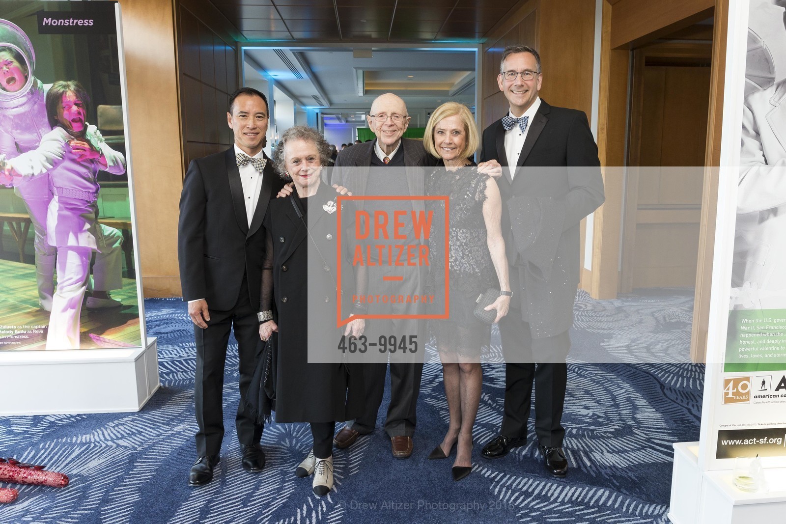 Curtis Lee, Joan McGrath, Robert McGrath, Maureen Sullivan, Peter Novak, A.C.T. Celebrates Carey! 2018, Four Seasons Hotel. 757 Market St, San Francisco, CA 94103, April 7th, 2018, Photo #463-9945 Curtis Lee, Joan McGrath, Robert McGrath, Maureen Sullivan, Peter Novak, Photo #463-9945