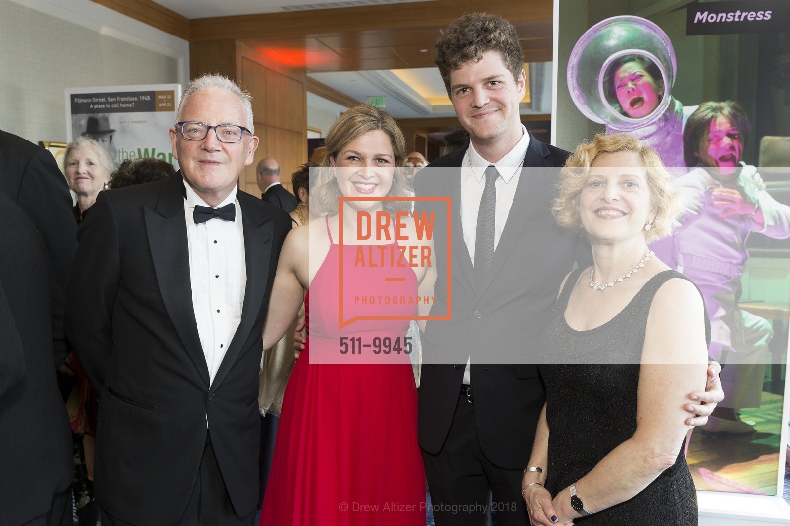 Anthony Giles, Alexandra Perloff-Giles, Nick Perloff-Giles, Carey Perloff, A.C.T. Celebrates Carey! 2018, Four Seasons Hotel. 757 Market St, San Francisco, CA 94103, April 7th, 2018, Photo #511-9945 Anthony Giles, Alexandra Perloff-Giles, Nick Perloff-Giles, Carey Perloff, Photo #511-9945