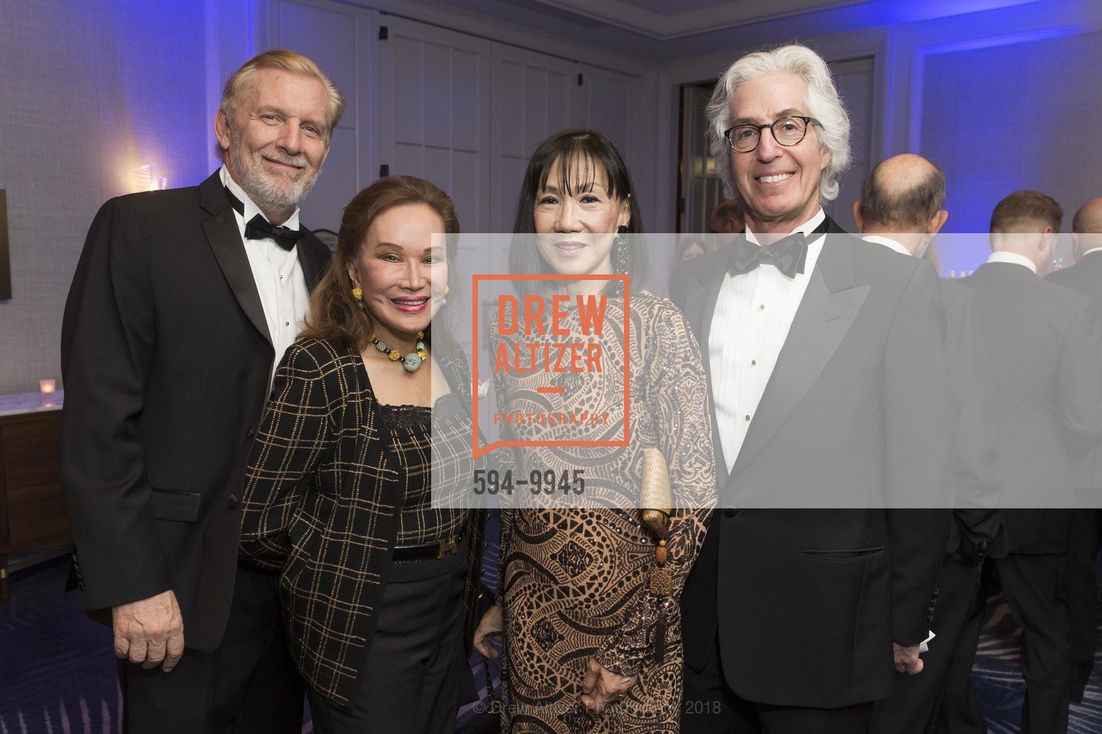 George Norton, Martha Hertelendy, Lucy Sun, Warren Felson, A.C.T. Celebrates Carey! 2018, Four Seasons Hotel. 757 Market St, San Francisco, CA 94103, April 7th, 2018, Photo #594-9945 George Norton, Martha Hertelendy, Lucy Sun, Warren Felson, Photo #594-9945