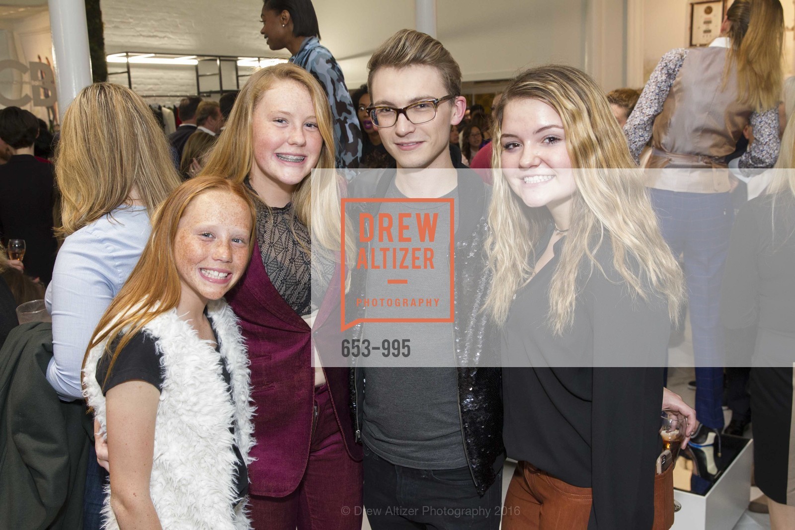 Ali Cummins, Brynn Cummins, Will Cummins, Hailey Cumins, JAKE Grand Opening, Jake. 619 Sansome St, March 3rd, 2016, Photo #653-995 Ali Cummins, Brynn Cummins, Will Cummins, Hailey Cumins, Photo #653-995