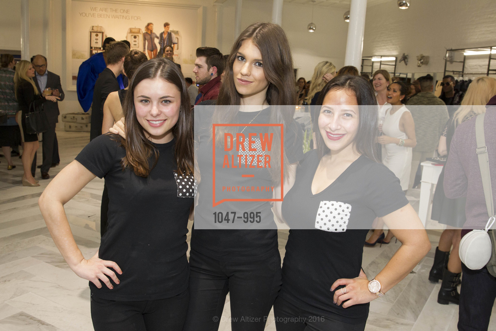 Sydney Dunn, Margaret Ryan, Christina Soza, JAKE Grand Opening, Jake. 619 Sansome St, March 3rd, 2016, Photo #1047-995 Sydney Dunn, Margaret Ryan, Christina Soza, Photo #1047-995