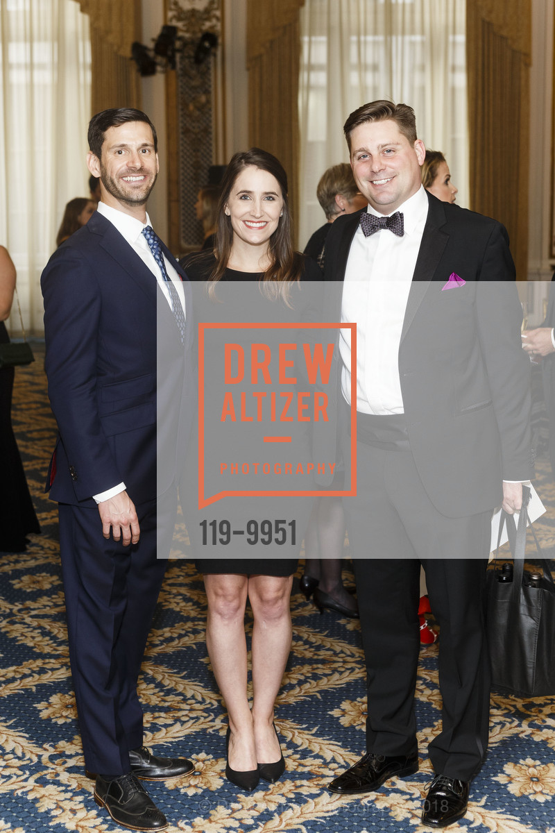 Brennan Angel, Sarah Vogt, Justin Calkins, 42nd Annual San Francisco Guardsmen Wine Auction 2018, The Palace Hotel. 2 New Montgomery St, San Francisco, CA, April 7th, 2018, Photo #119-9951 Brennan Angel, Sarah Vogt, Justin Calkins, Photo #119-9951