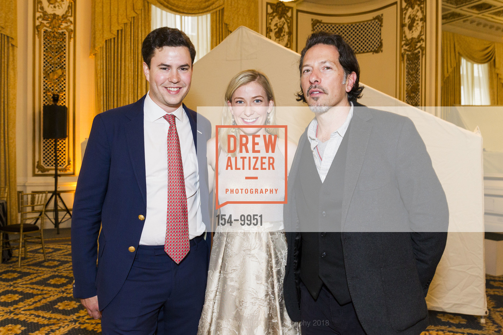 Cyprien Roy, PJ Awe, Anthony Perliss, 42nd Annual San Francisco Guardsmen Wine Auction 2018, The Palace Hotel. 2 New Montgomery St, San Francisco, CA, April 7th, 2018, Photo #154-9951 Cyprien Roy, PJ Awe, Anthony Perliss, Photo #154-9951