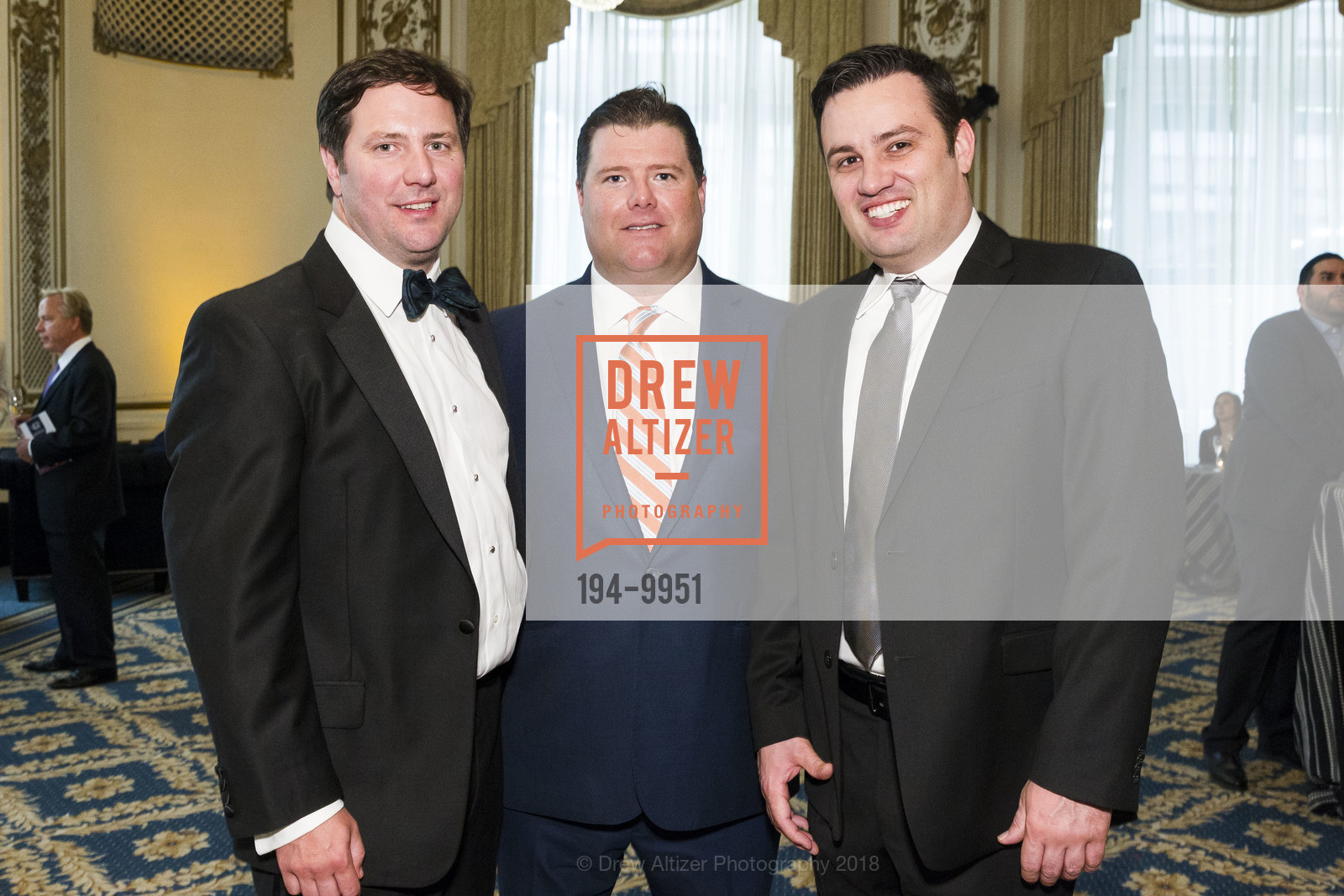 Jeff McFarland, John Townsend, Chris Fenolio, 42nd Annual San Francisco Guardsmen Wine Auction 2018, The Palace Hotel. 2 New Montgomery St, San Francisco, CA, April 7th, 2018, Photo #194-9951 Jeff McFarland, John Townsend, Chris Fenolio, Photo #194-9951