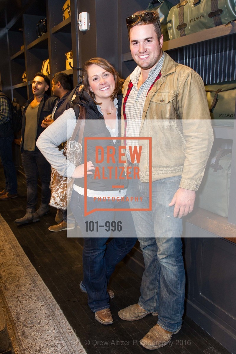 Taylor Serres, Guido Serres, Filson's Grand Opening Celebration, Filson's. 722 Montgomery Street, March 2nd, 2016, Photo #101-996 Taylor Serres, Guido Serres, Photo #101-996